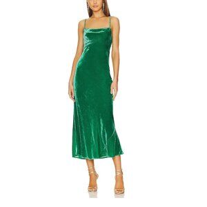 NWT RHODE JEMIMA VELVET SLIP STYLE MAXI DRESS IN EMERALD GREEN SIZE 6